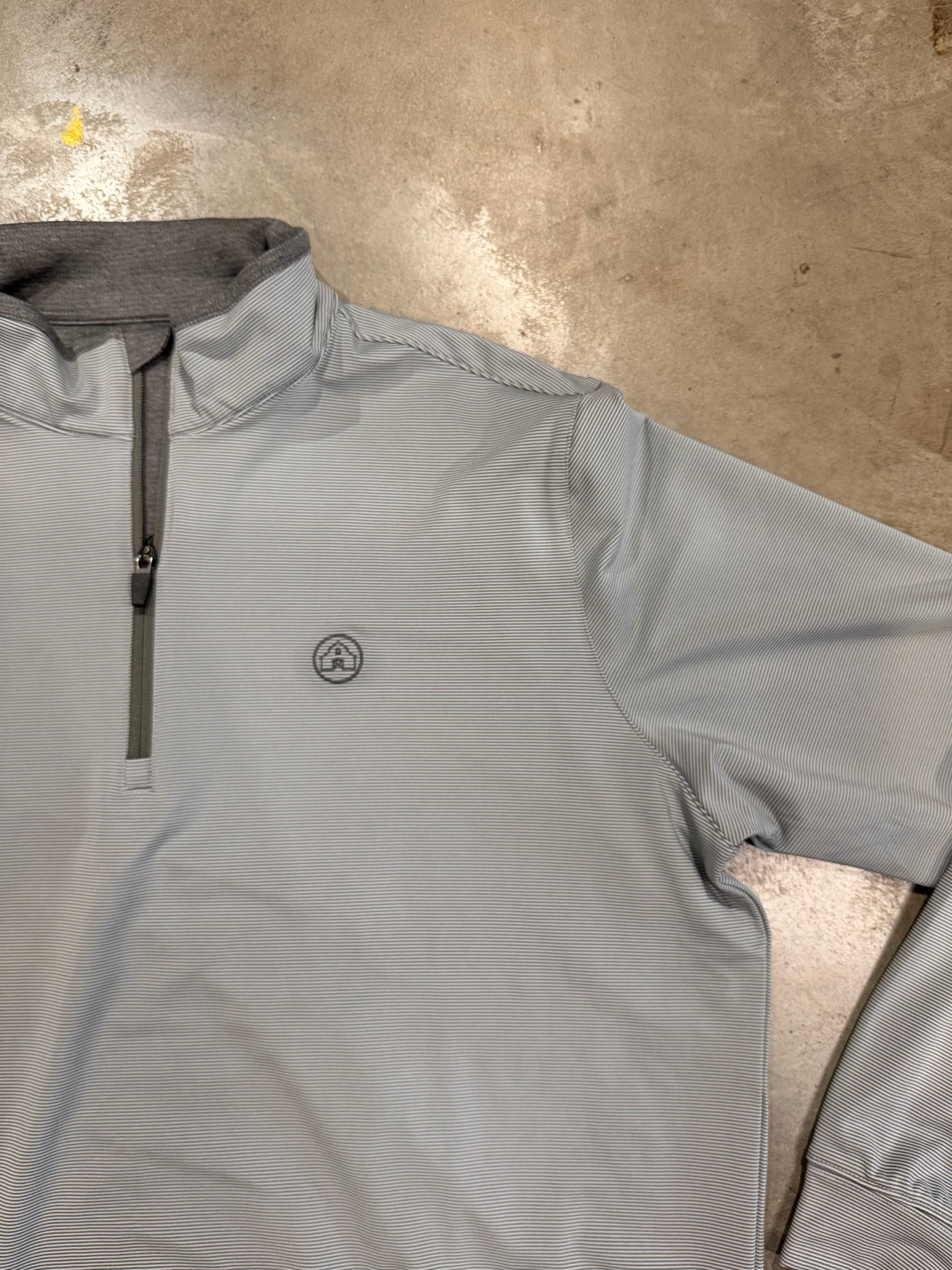 Home Bound Grey Stripped LS Performance Quarter Zip