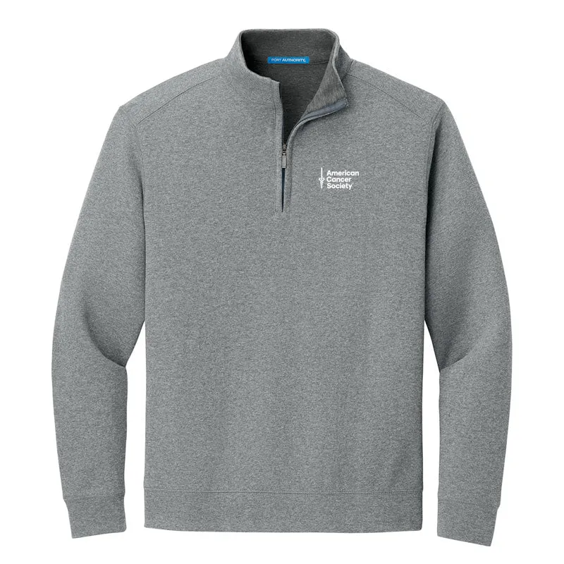 Interlock ¼ Zip Pullover - Heather Grey with White logo