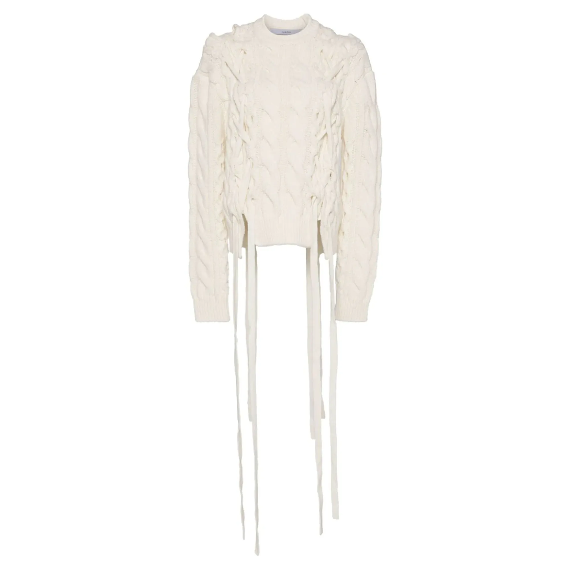 Ivory Ribbon Tie Knit Pullover