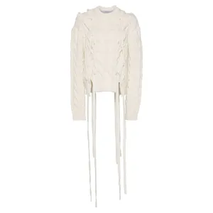 Ivory Ribbon Tie Knit Pullover