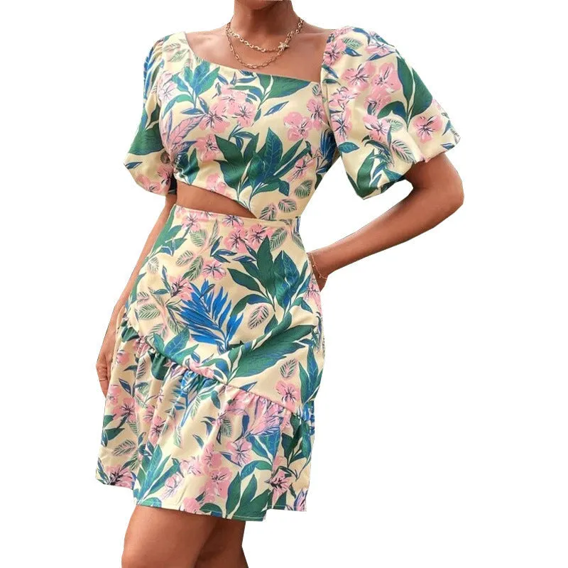 JuliaFashion - 2024 Women Sexy Hollow-out Off Shoulder Half Sleeve Beach Midi Dress