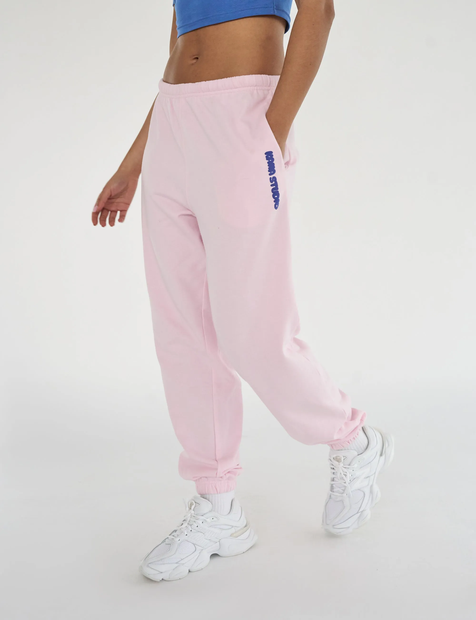 Kaiia Studio Bubble Logo Cuffed Joggers Baby Pink & Blue