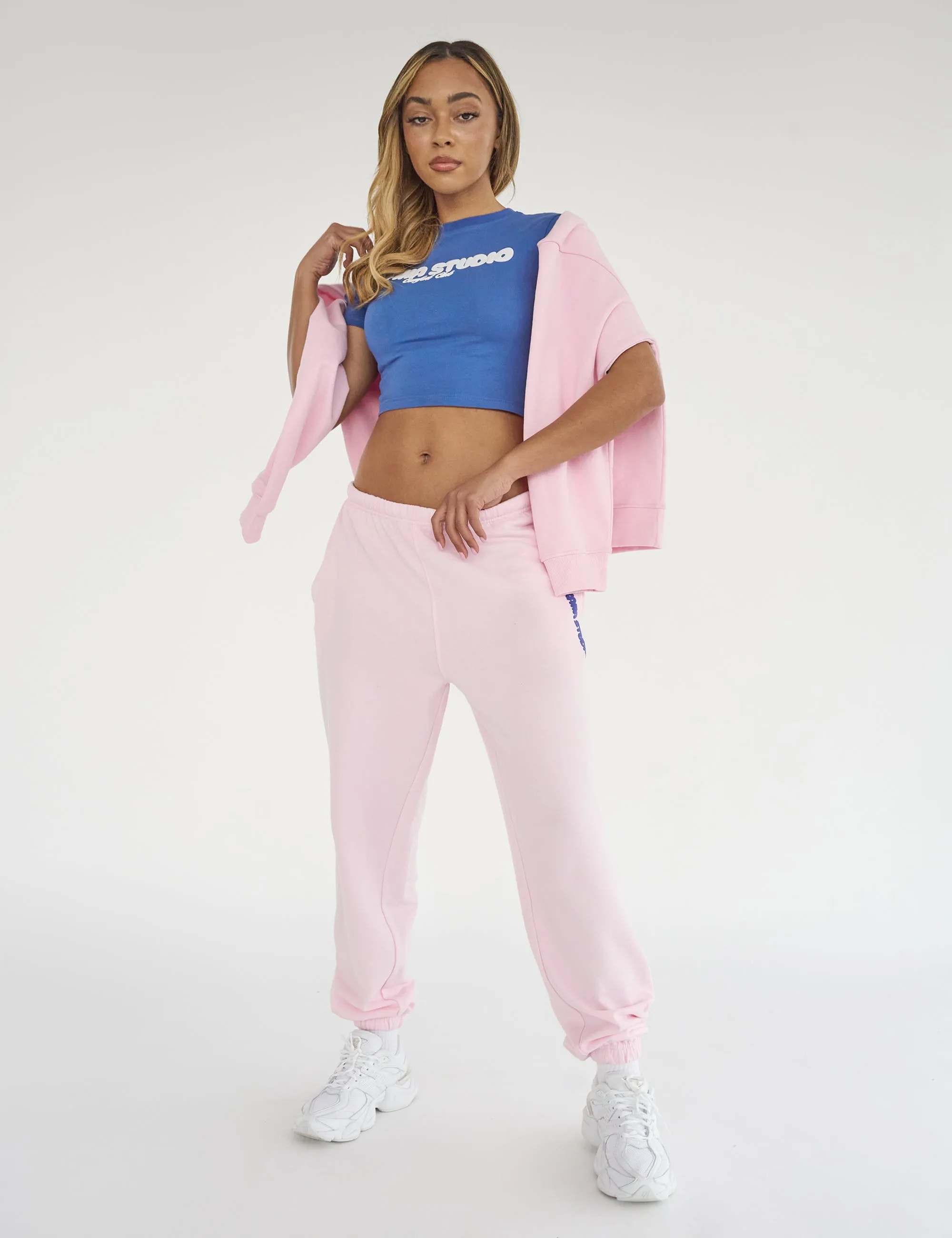 Kaiia Studio Bubble Logo Cuffed Joggers Baby Pink & Blue