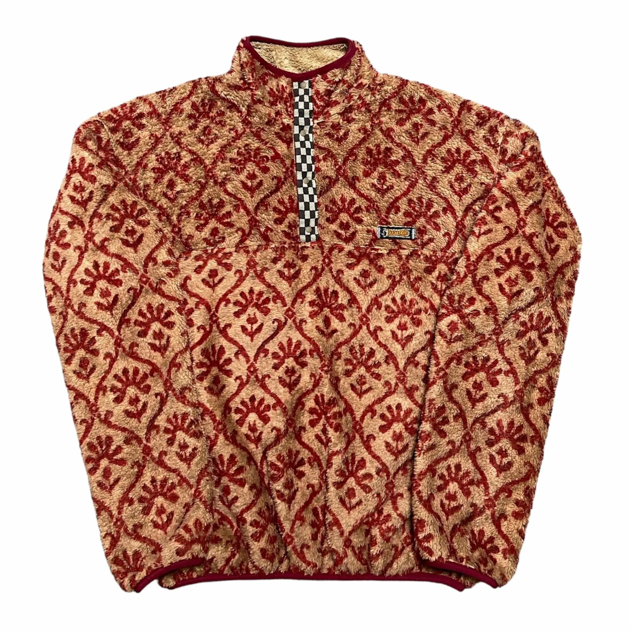 Kapital Tribal Fleece Pullover Tan Burgandy Pre-Owned