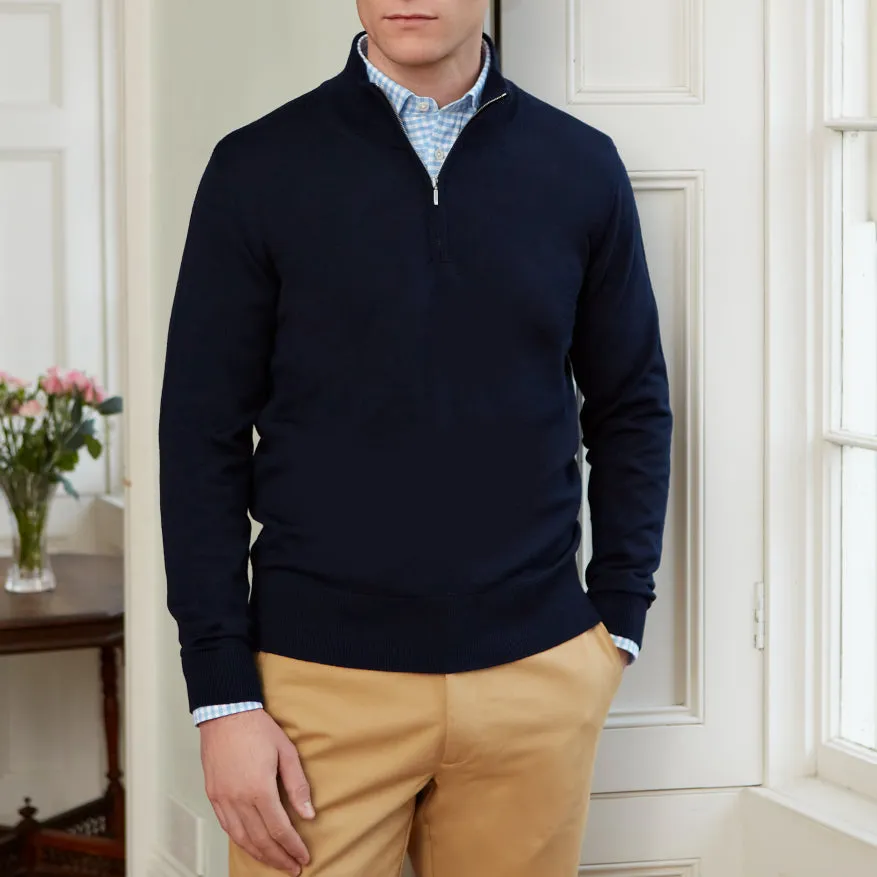 Kayden Navy Half Zip Long Sleeve Pullover