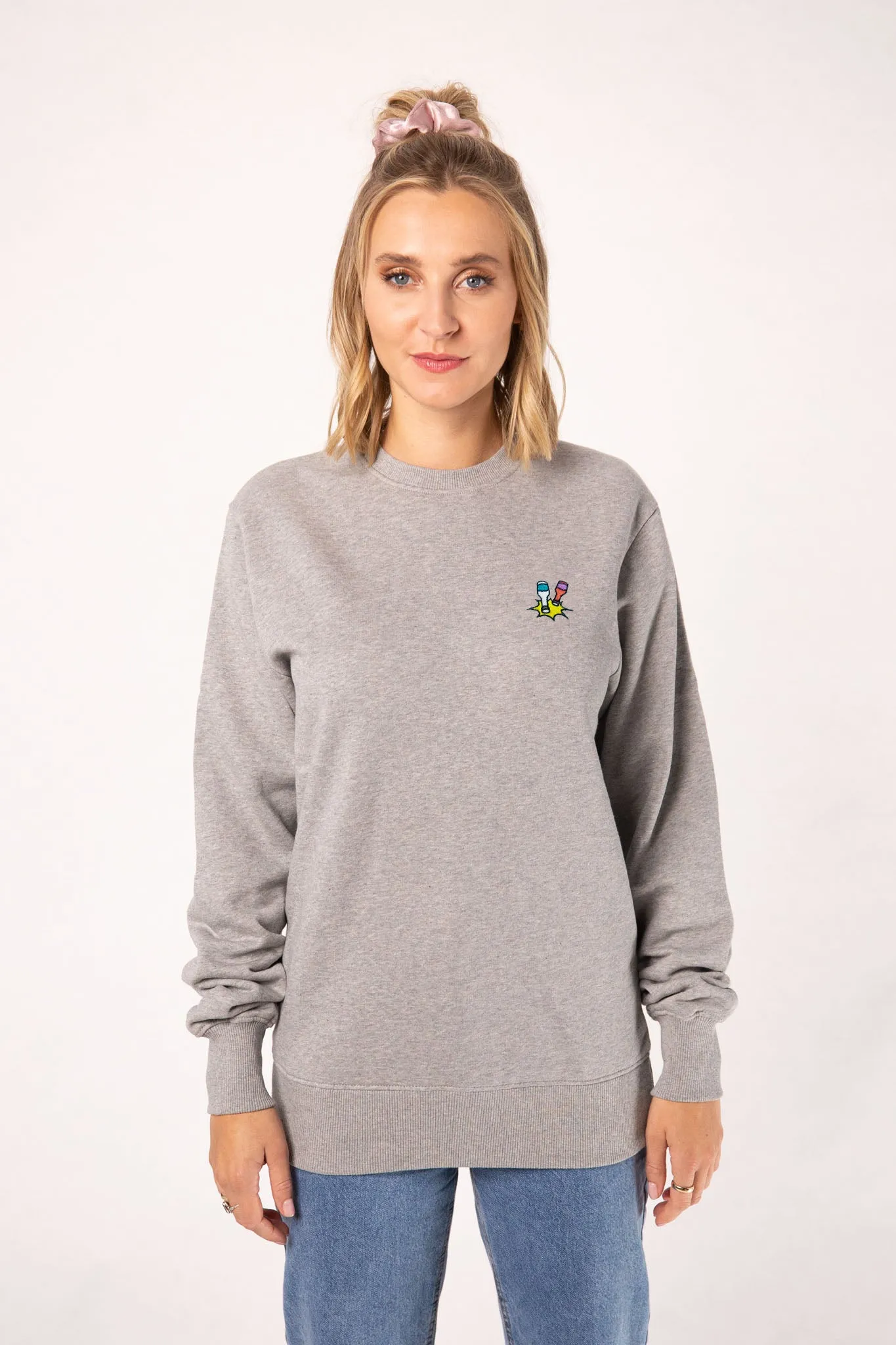 Kleiner Klopfer | Bestickter Bio-Baumwoll Frauen Pullover