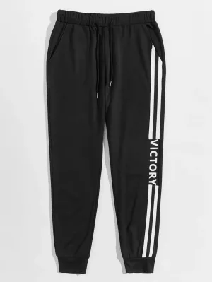 Letter & Striped Side Joggers