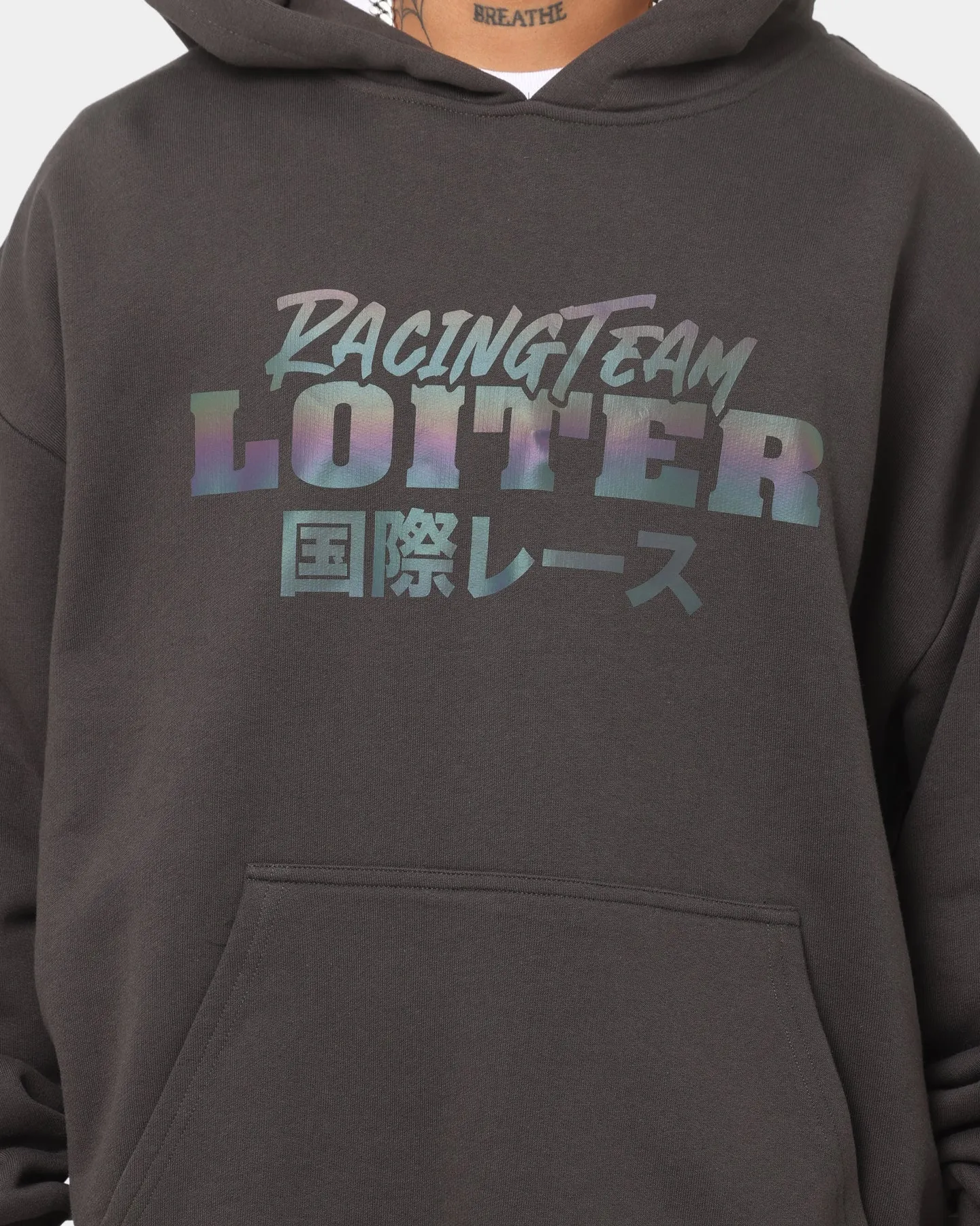 Loiter Dynasty Racing Reflective Hoodie Charcoal