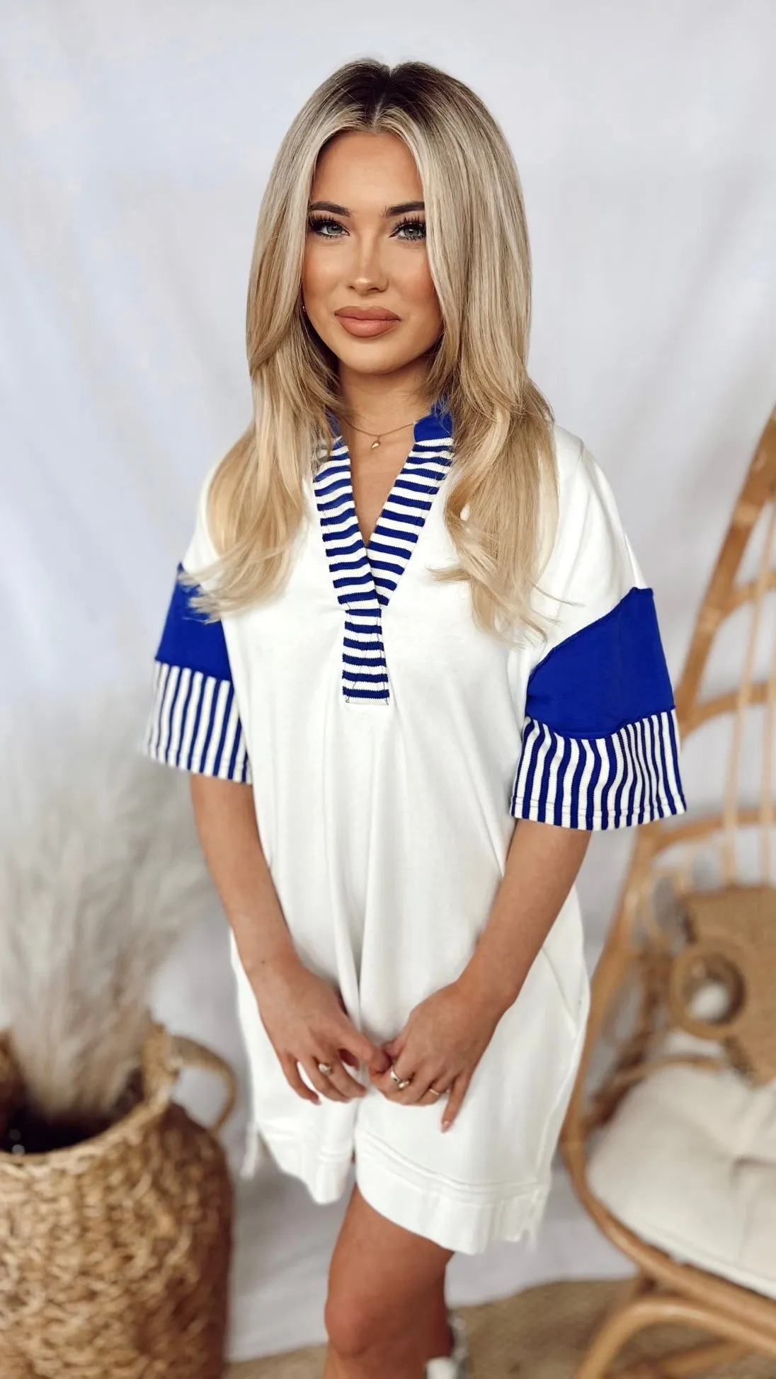 Lovely Blue Stripped Tee Dress