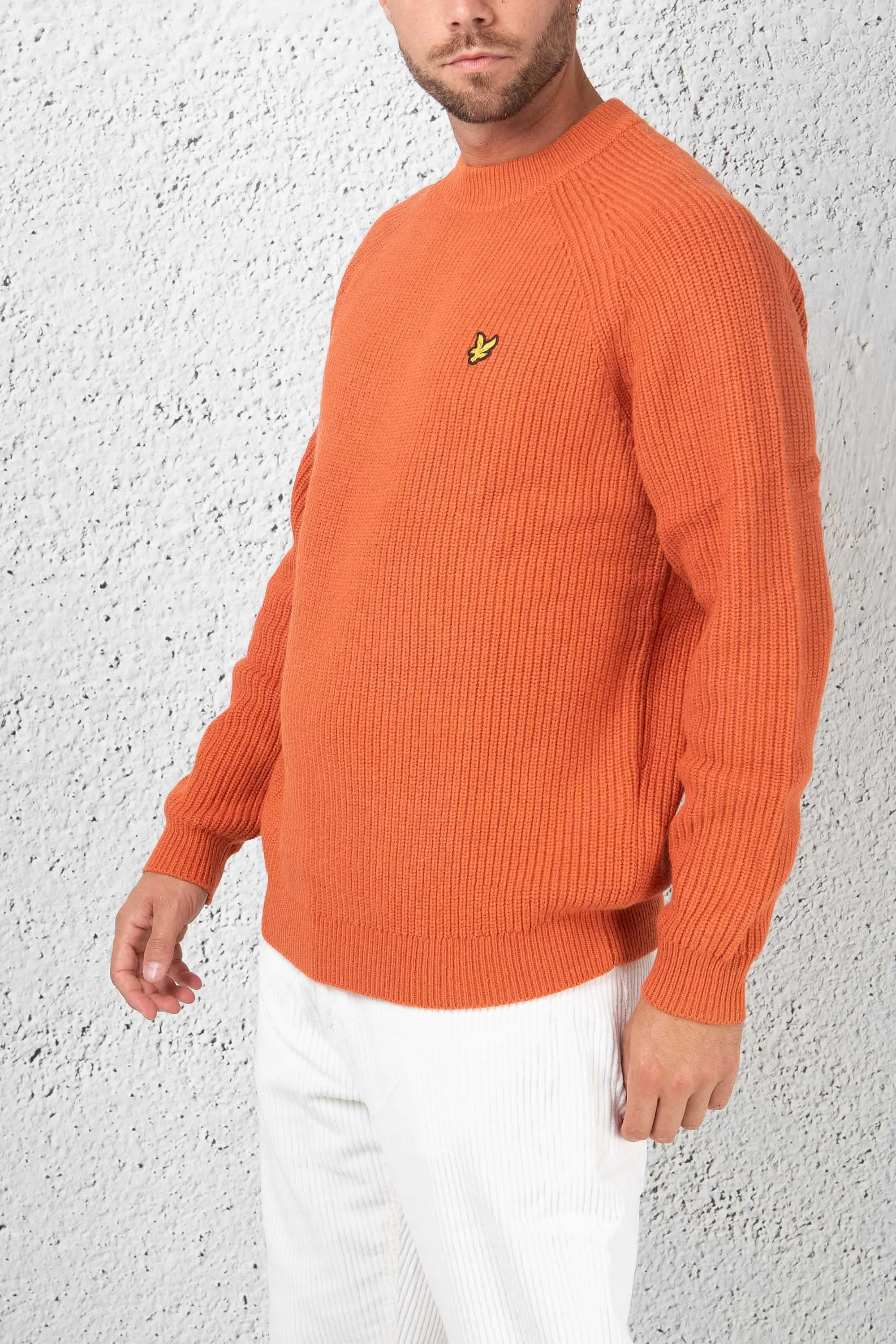 Lyle & Scott Pull Raglan Costa Inglese Arancione Uomo