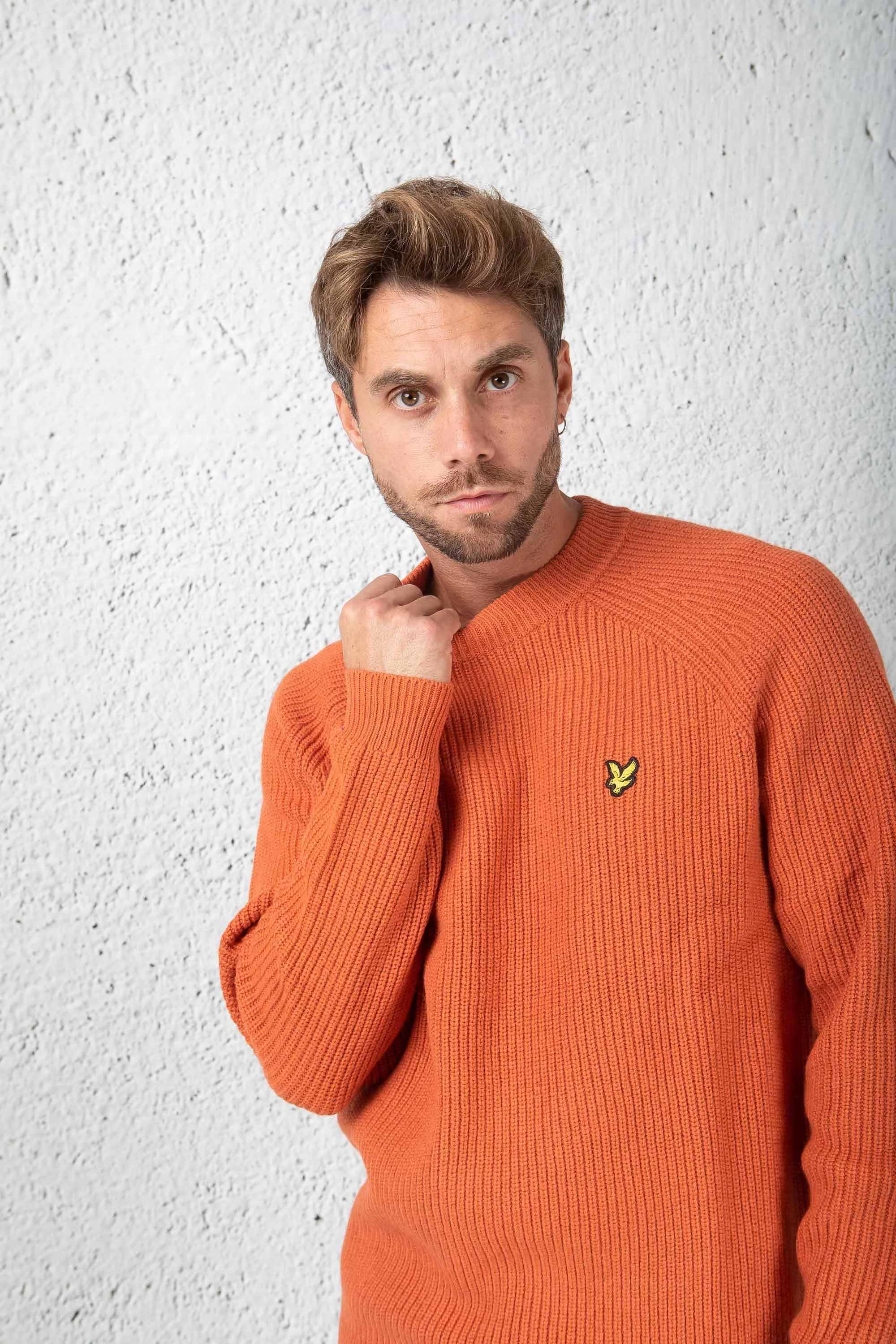 Lyle & Scott Pull Raglan Costa Inglese Arancione Uomo