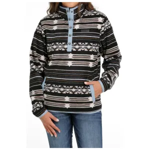 MAK9820015 Cinch Women's Polar Fleece Pullover Top - Black Southwest Print