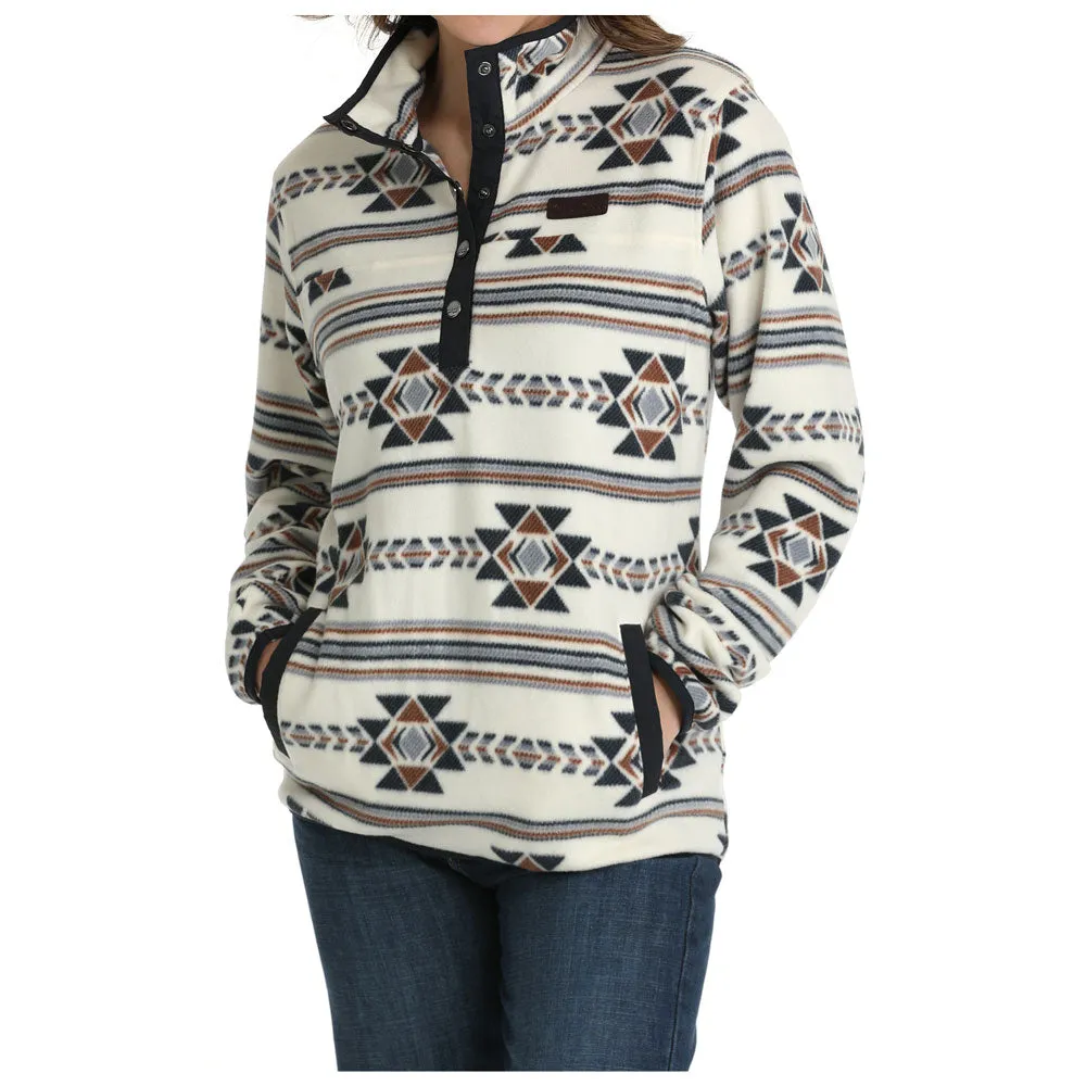 MAK9820019 Cinch Women's Long Sleeve Polar Fleece Pullover - Cream