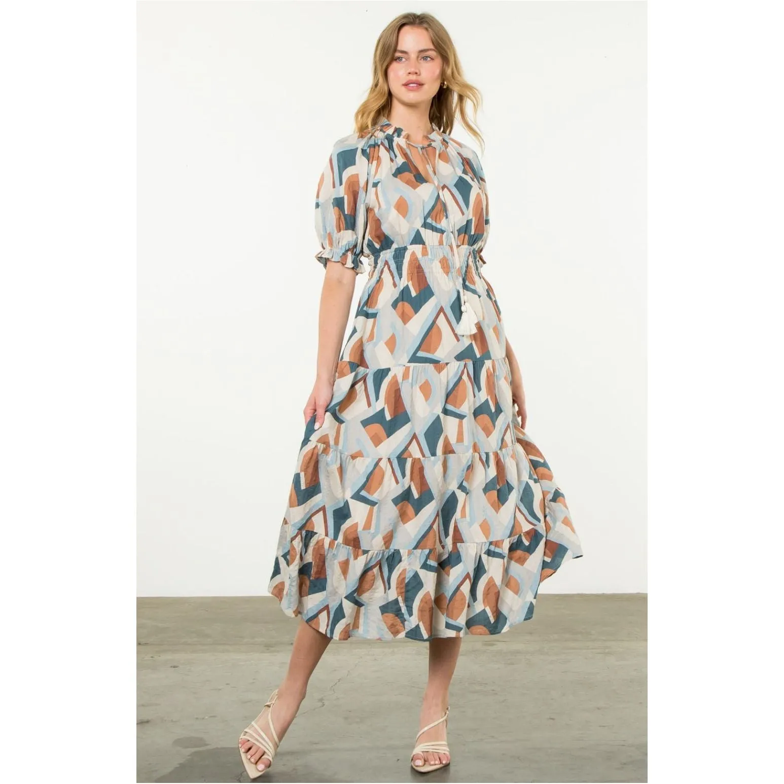 Marsha Geometric Printed Midi THML Dress