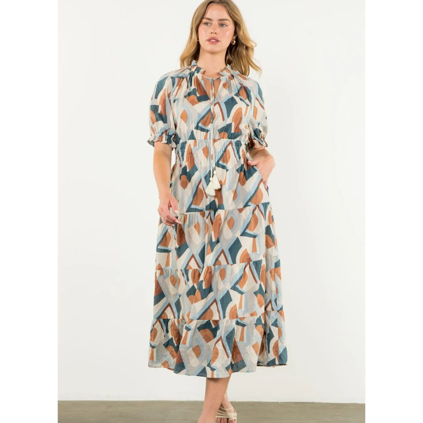 Marsha Geometric Printed Midi THML Dress