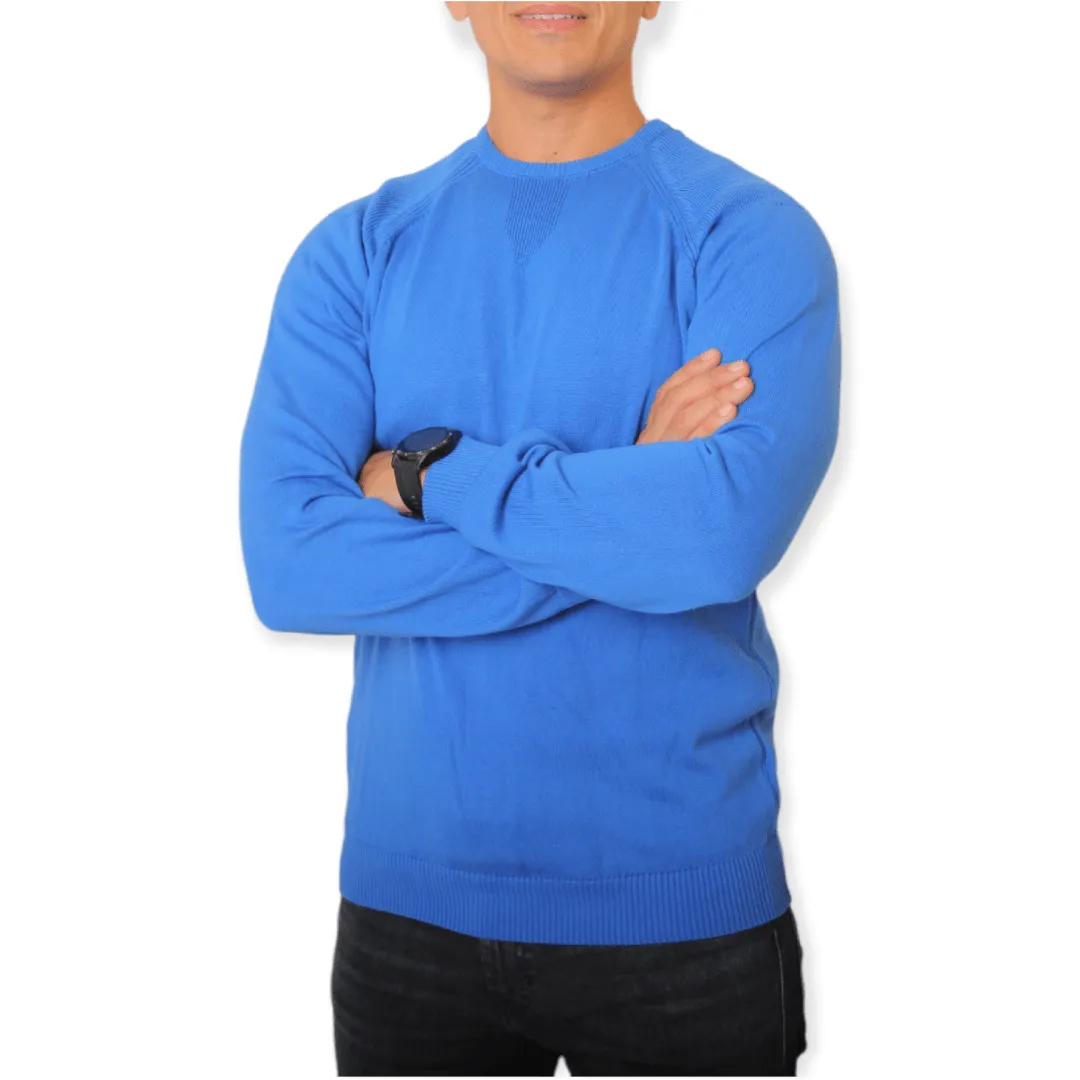 Men Basic Cotton Pullover - Blue