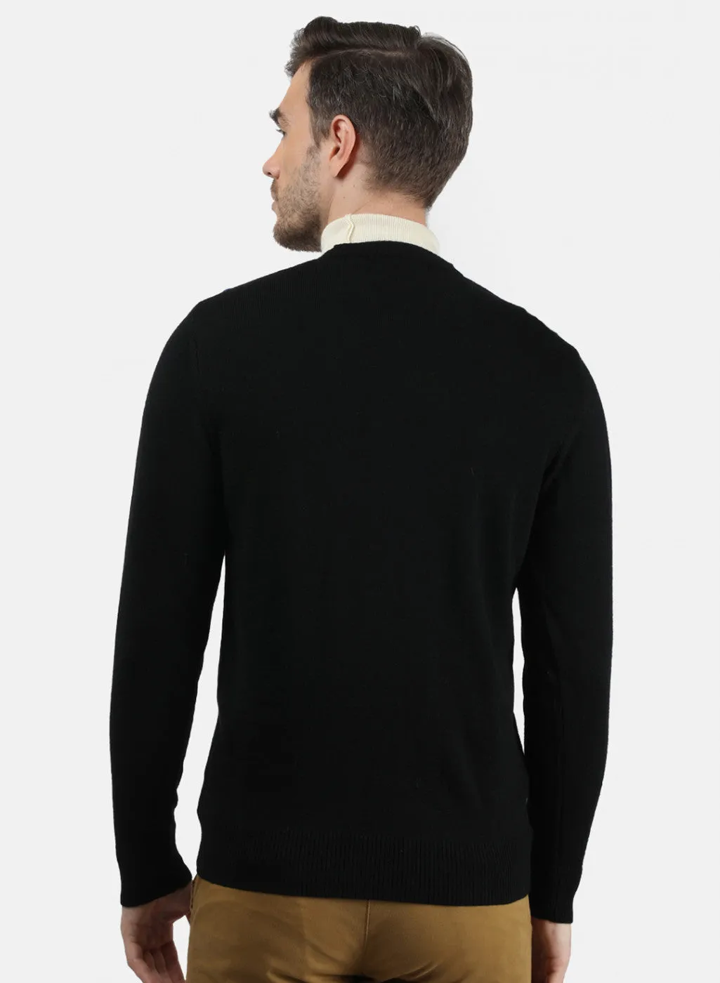 Men Black & Blue Solid Pullover