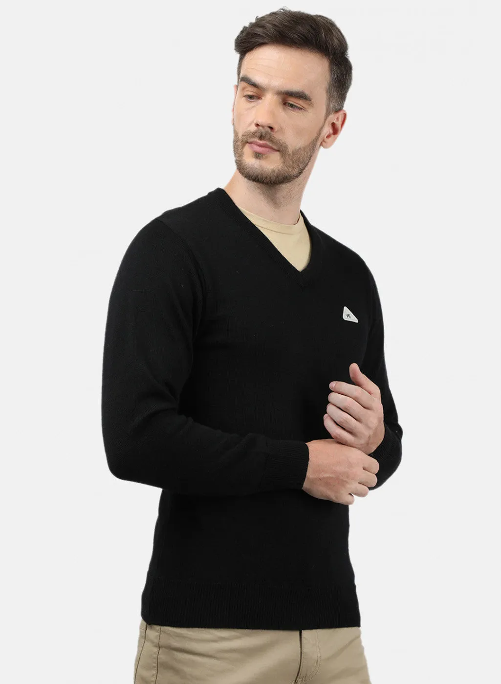 Men Black Solid Pullover