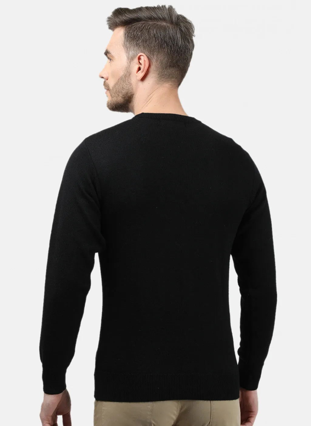 Men Black Solid Pullover