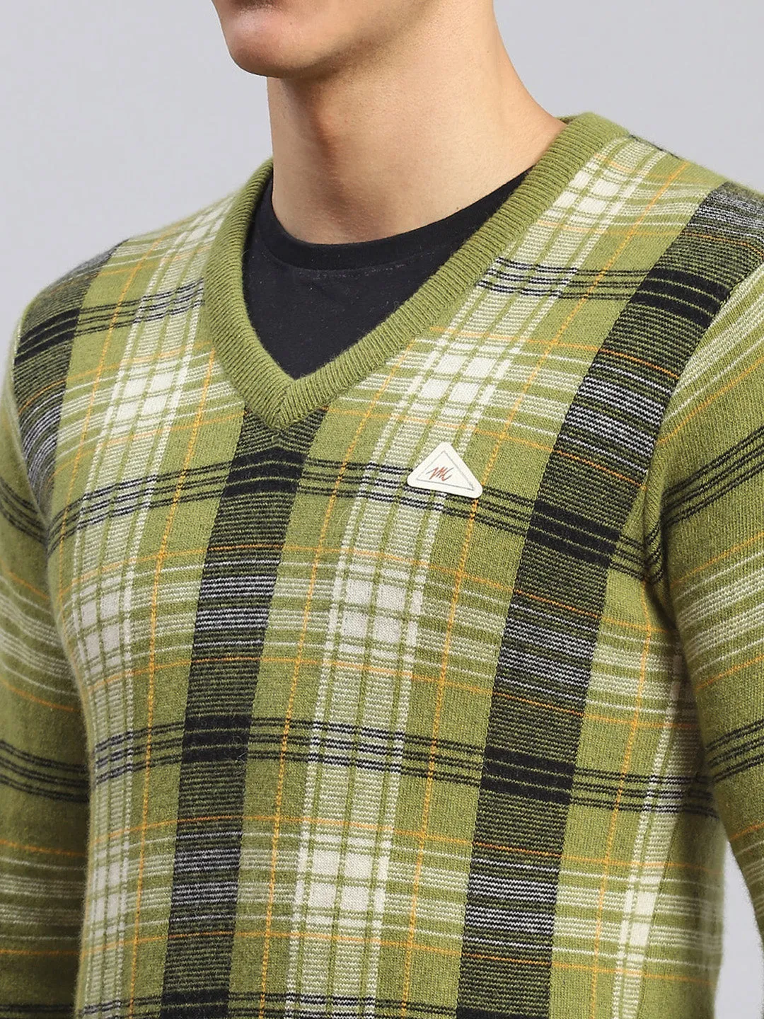 Men Green Printed Lamb wool Pullover