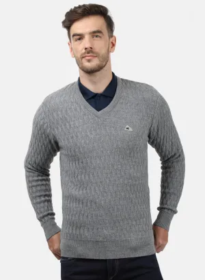 Men Grey Self Pullover