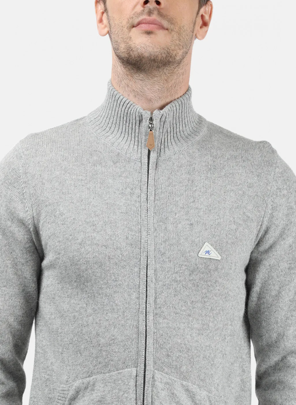 Men Light Grey Solid Pullover