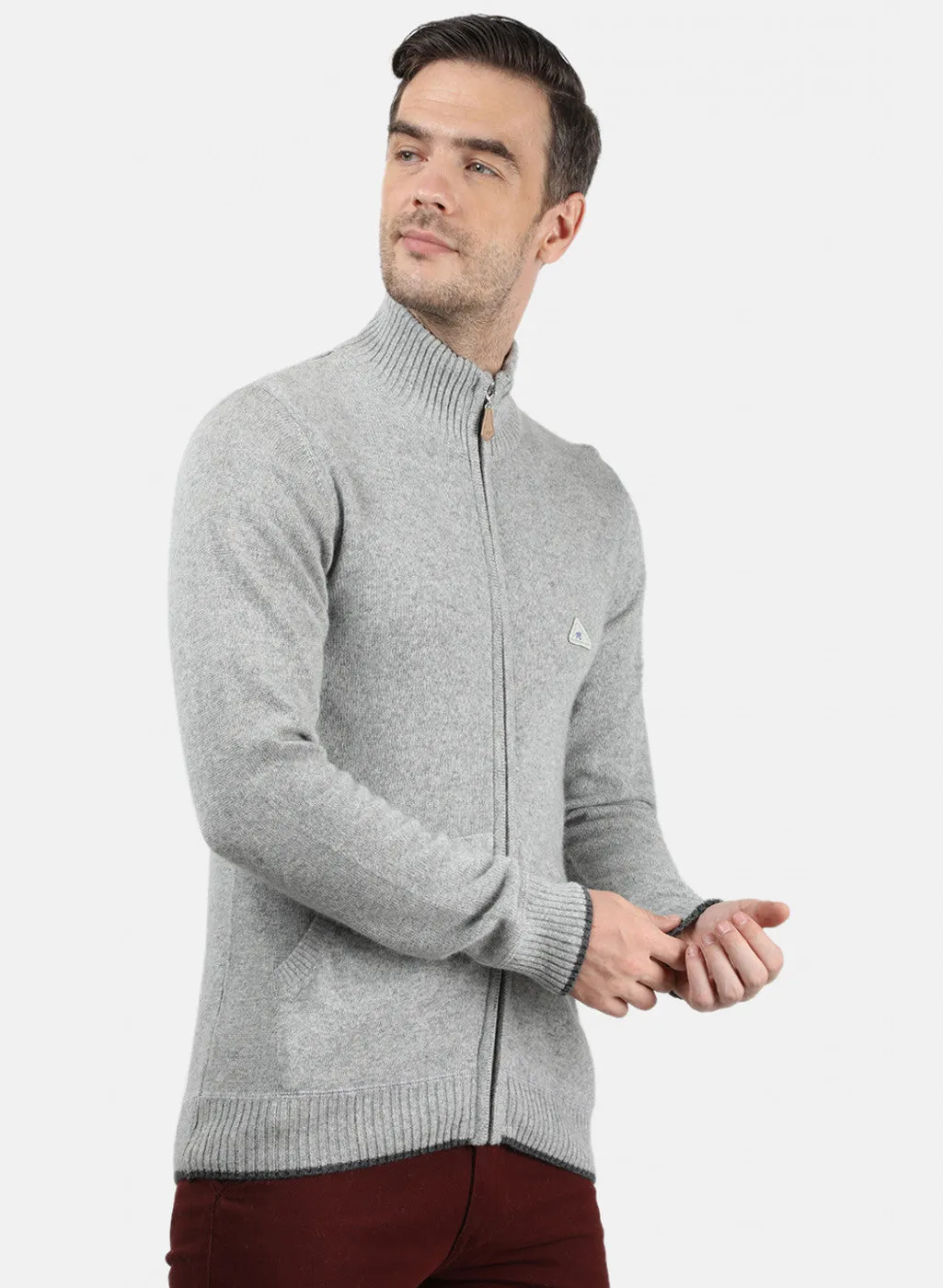 Men Light Grey Solid Pullover