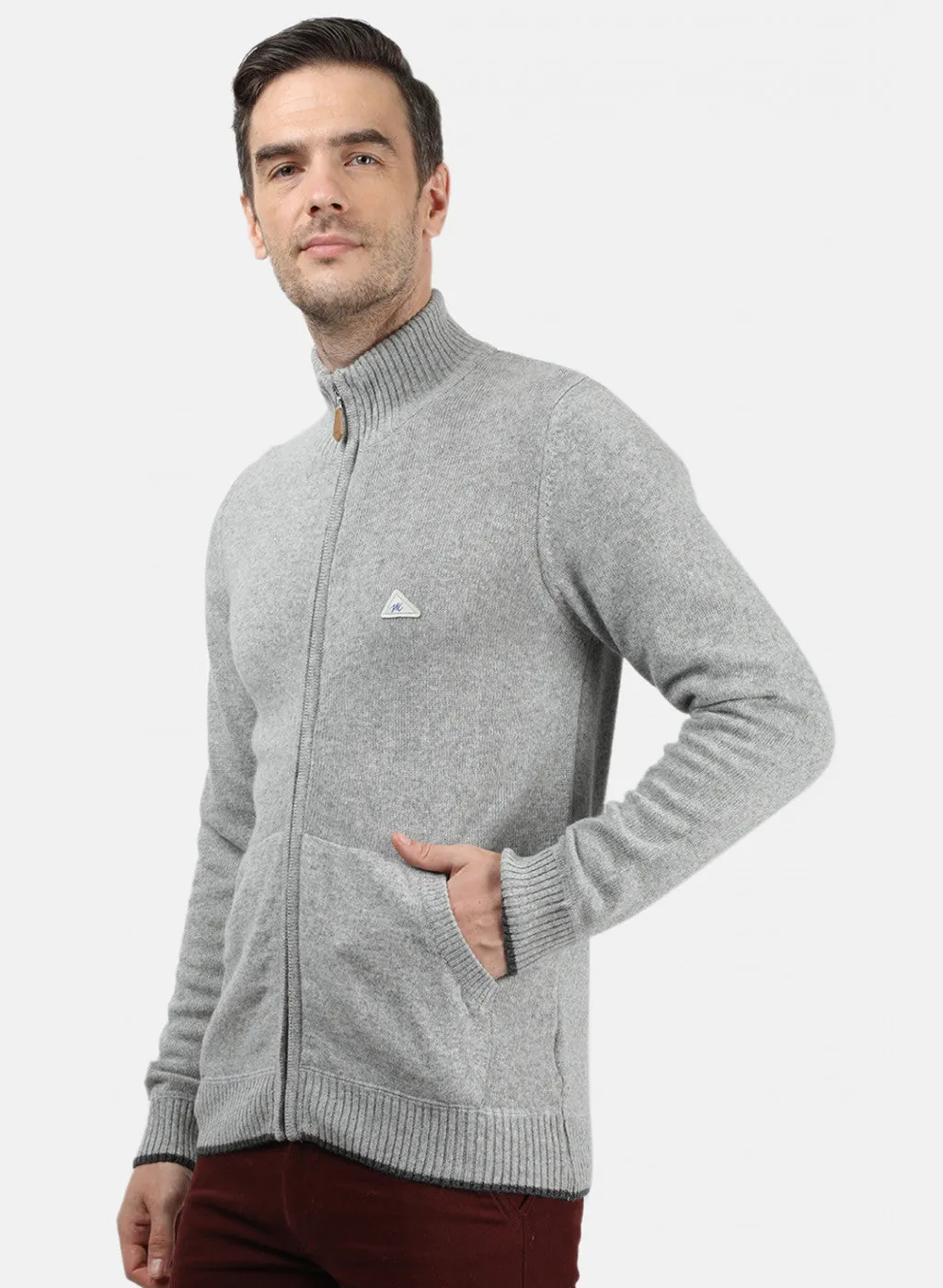 Men Light Grey Solid Pullover