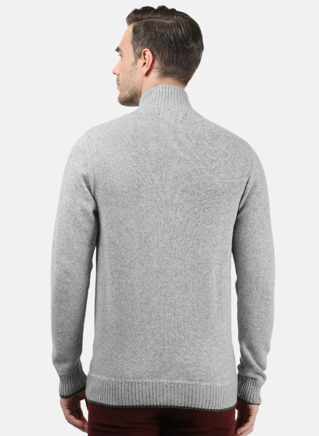 Men Light Grey Solid Pullover