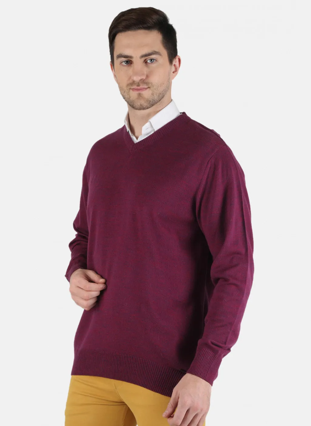 Men Mehroon Solid Pullover