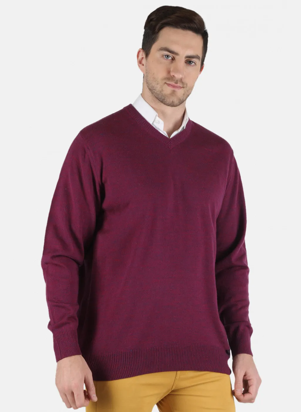 Men Mehroon Solid Pullover