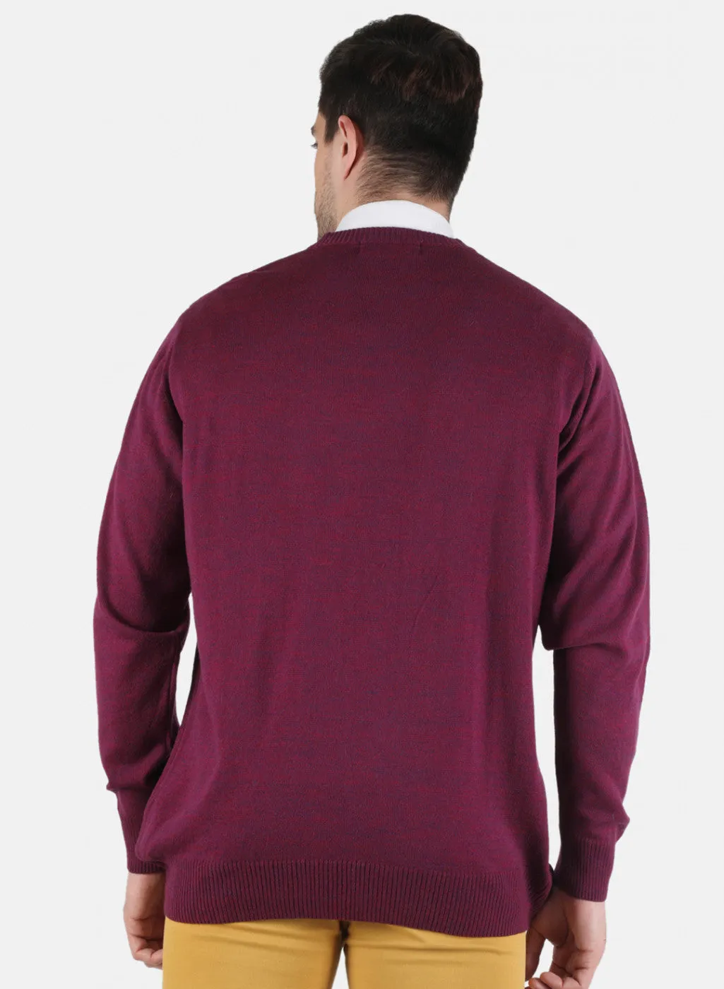 Men Mehroon Solid Pullover