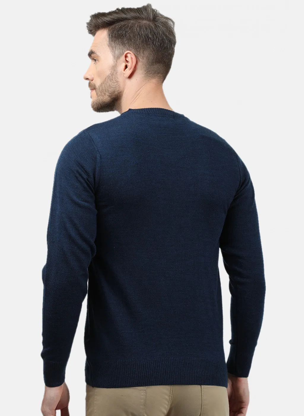 Men NAvy Blue Solid Pullover