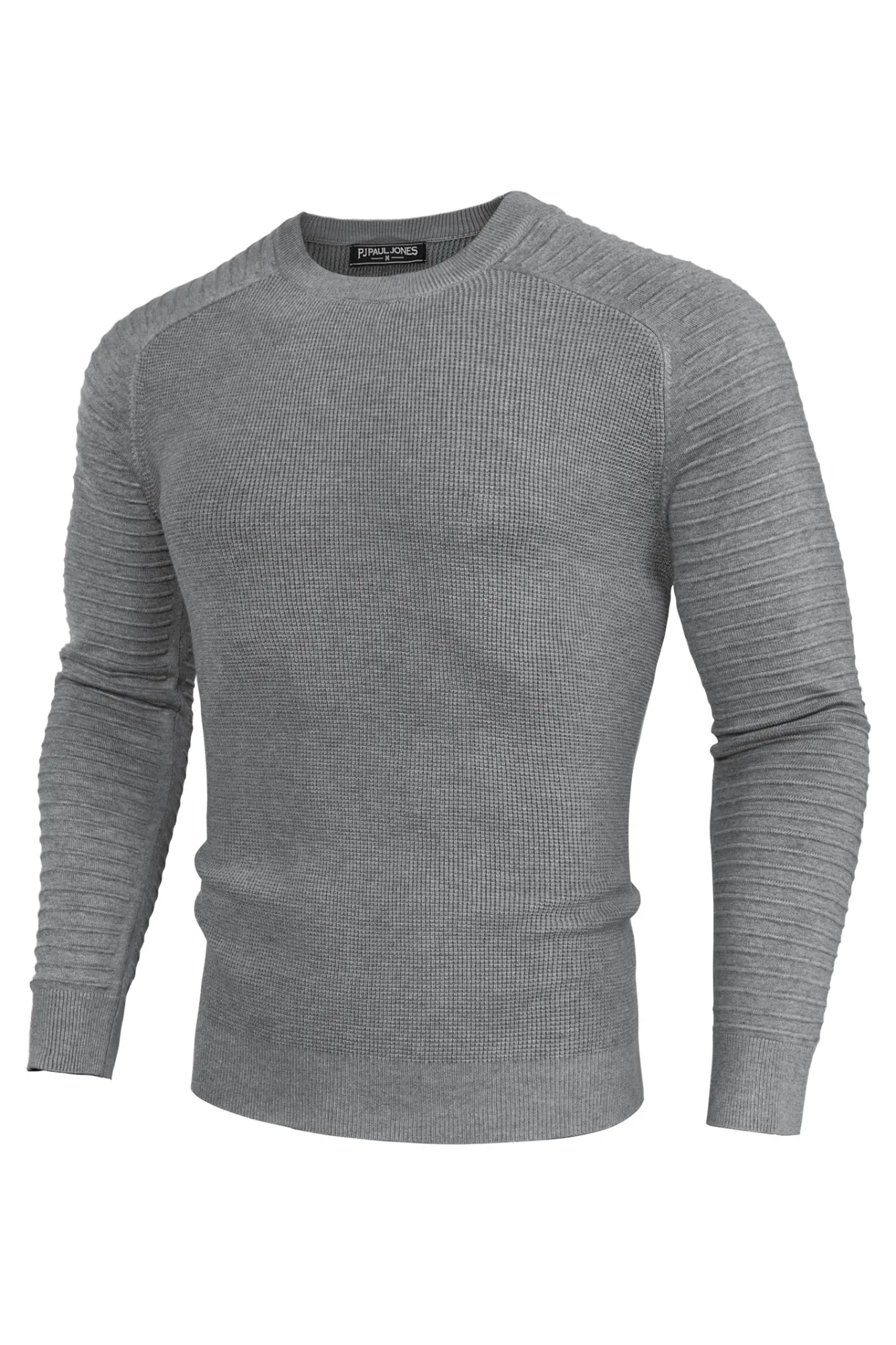 Men Textured Sweater Long Raglan Sleeve Crew Neck Pullover Knitwear