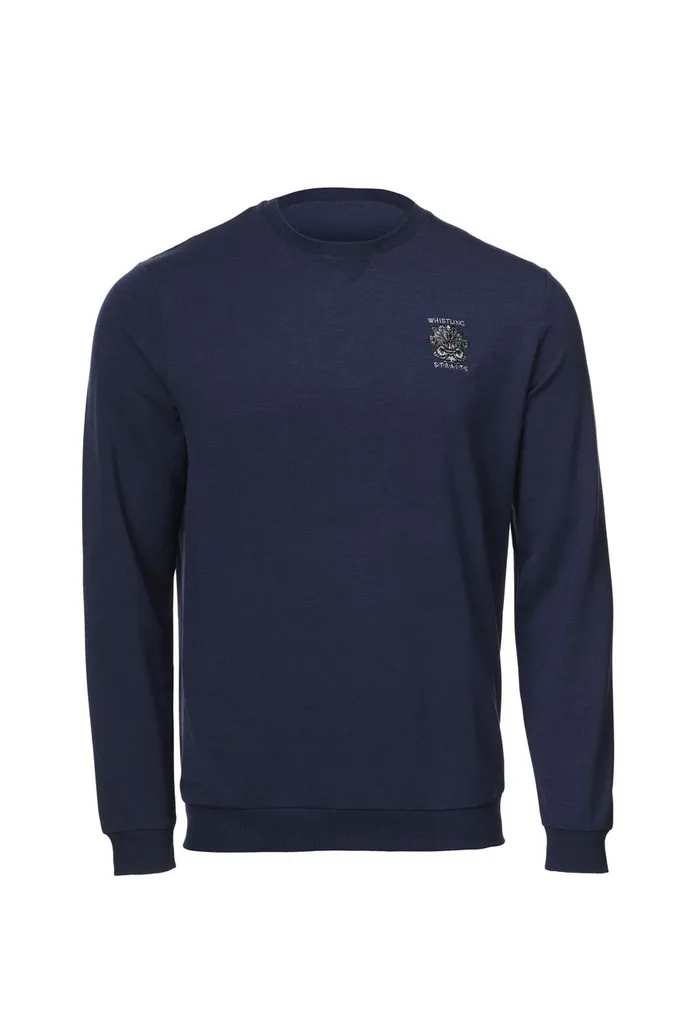 MEN&#039;S TRAVISMATHEW AMENITIES CREWNECK PULLOVER. WHISTLING STRAITS® LOGO EXCLUSIVELY. 