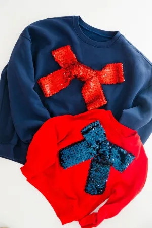 MINI KIDS SEASON TO SPARKLE NAVY BOW PULLOVER