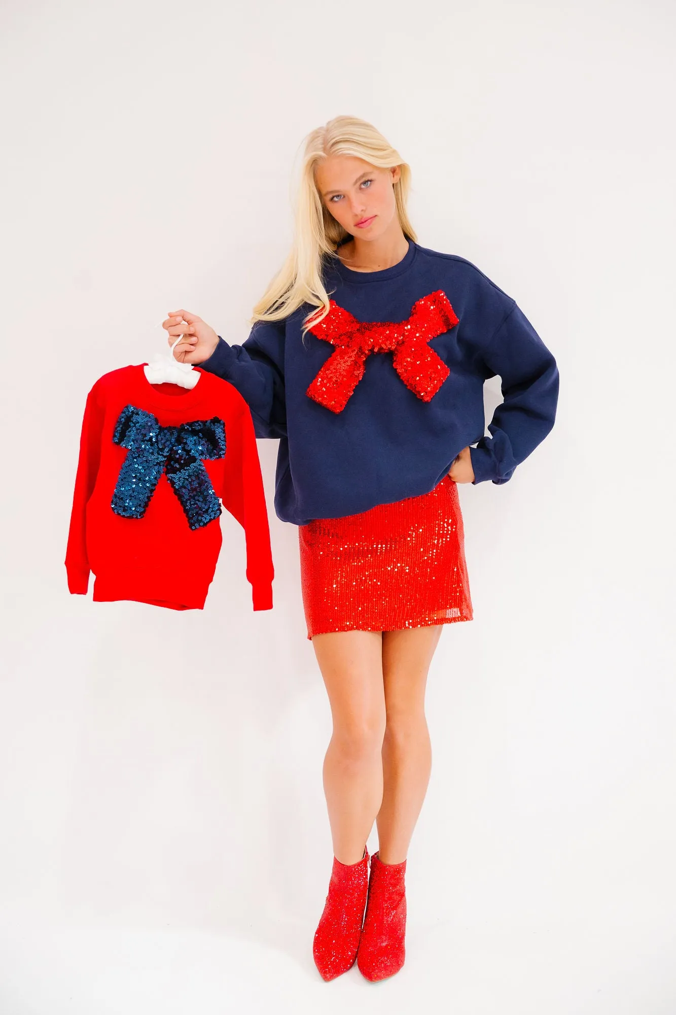 MINI KIDS SEASON TO SPARKLE NAVY BOW PULLOVER