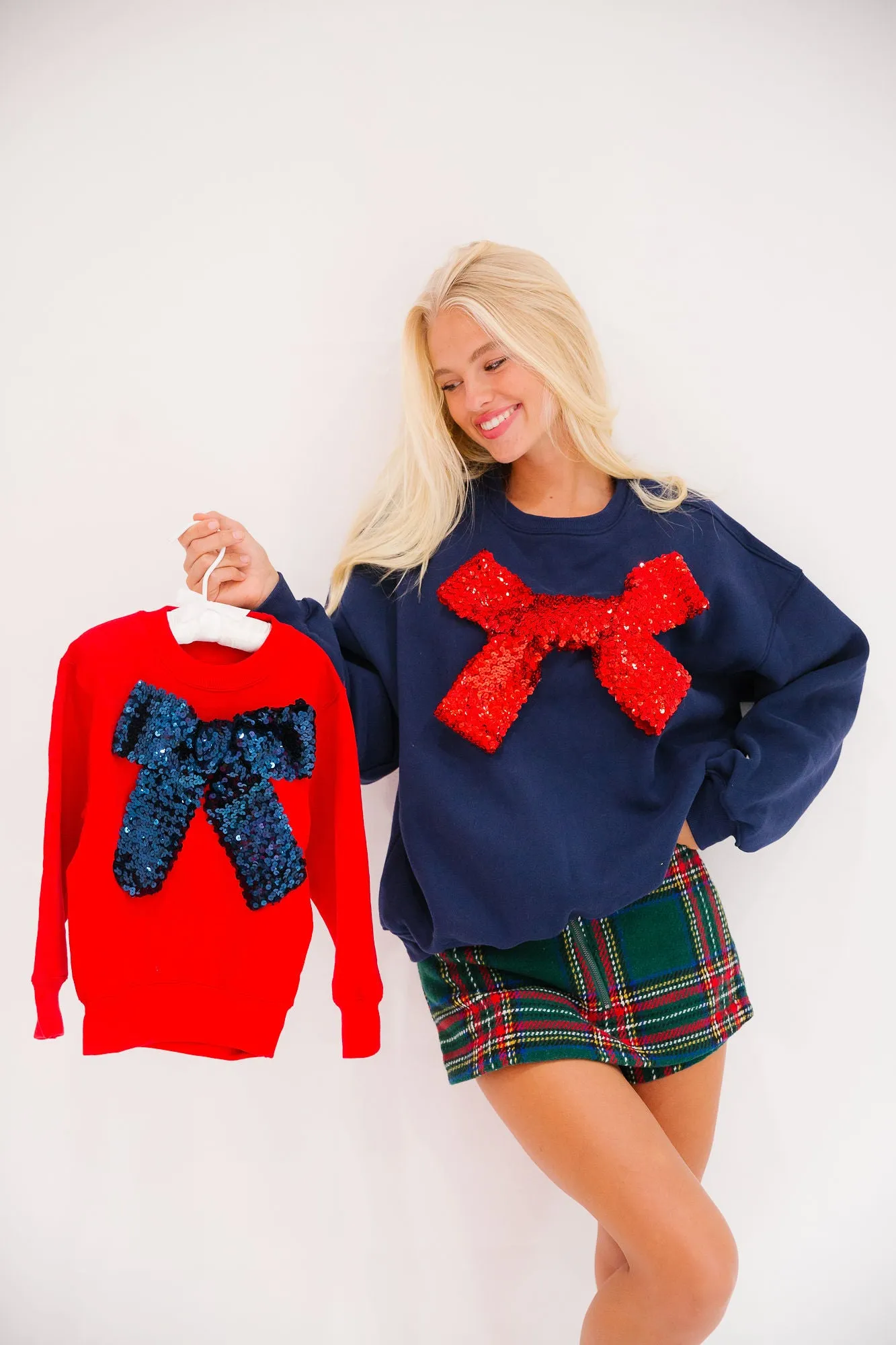 MINI KIDS SEASON TO SPARKLE NAVY BOW PULLOVER