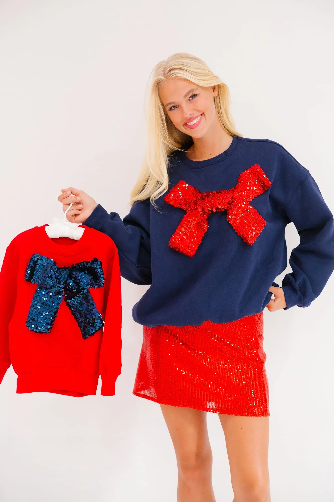 MINI KIDS SEASON TO SPARKLE NAVY BOW PULLOVER