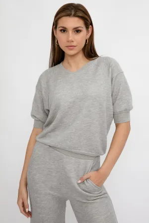 Minnie Short Sleeve Pullover in Heather Grey