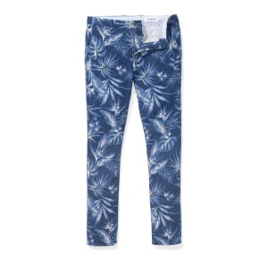 Monterey (Slim) - Navy Floral Japanese Cotton Flax Chinos