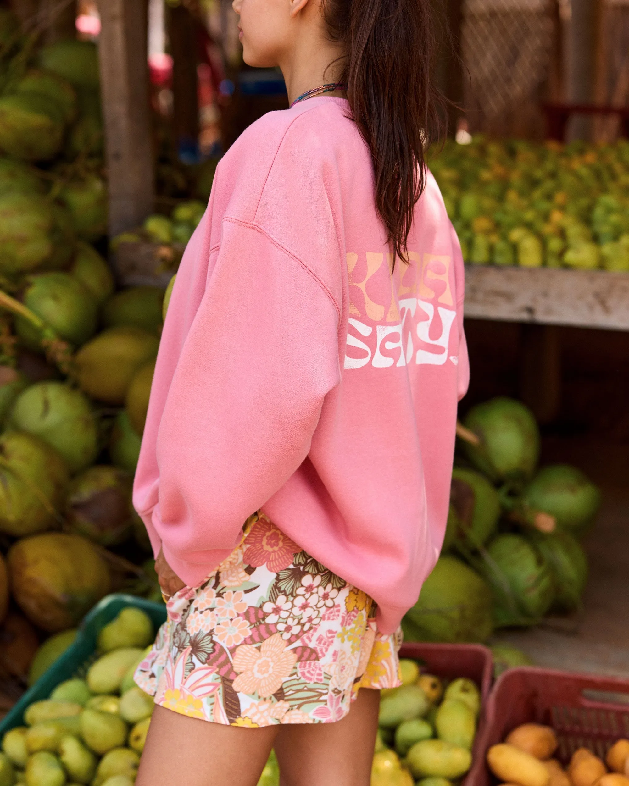 Morning Hike Crew Neck Sweatshirt - Mauve Glow