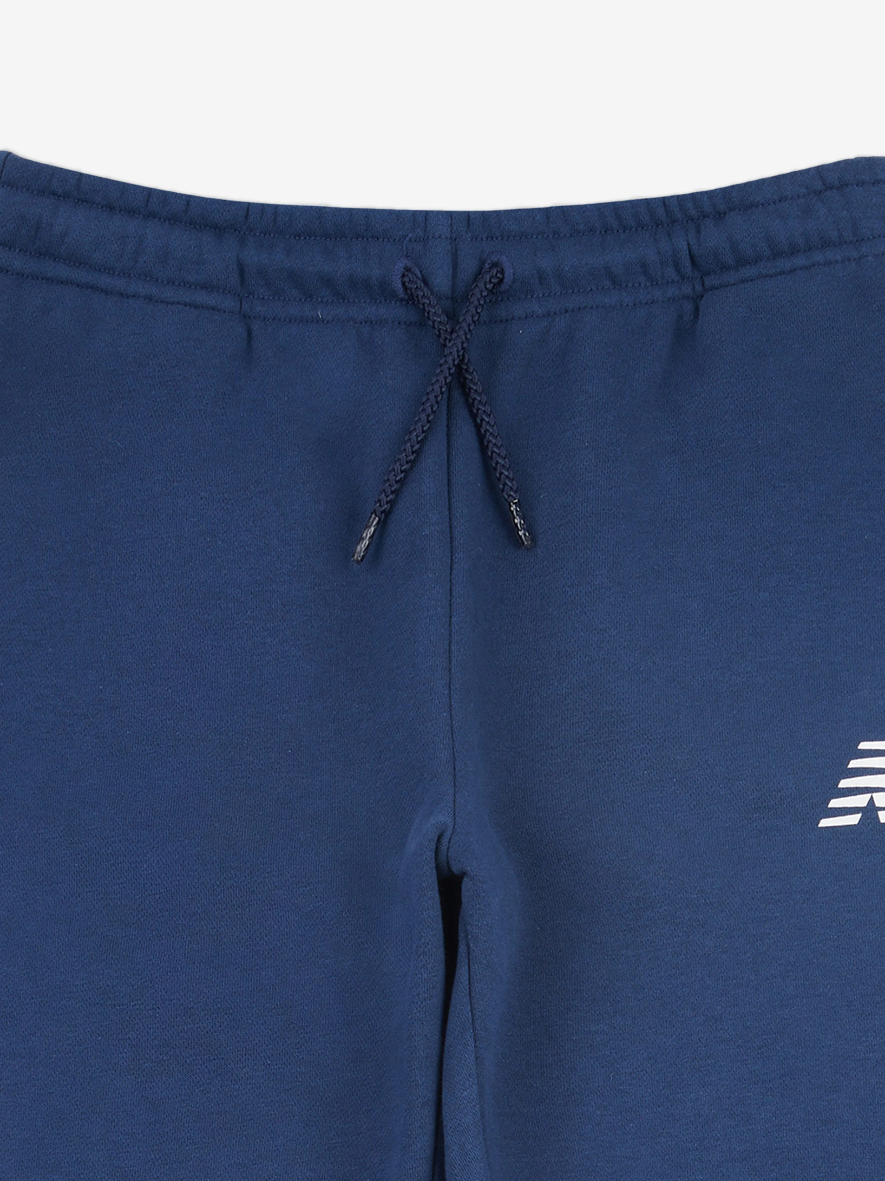 New Balance Boys Brush Back Stacked Logo Joggers in Navy