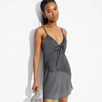 New - Women's Satin Mini Slip Dress - Wild Fable