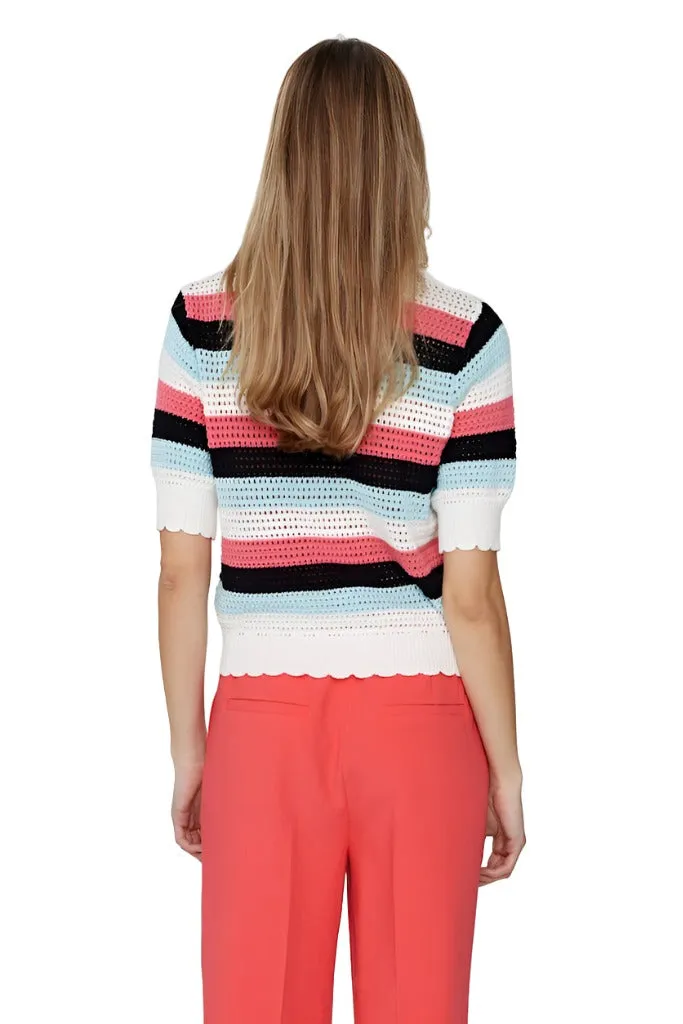 Numph Womens Fantia Stripe SS Pullover Iced Aqua