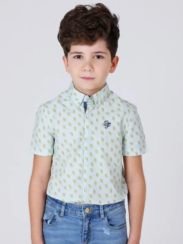 One Friday Mint Printed Shirt