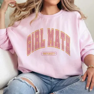 Online Exclusive | Girl Math University Long Sleeve Graphic Sweatshirt in Pink