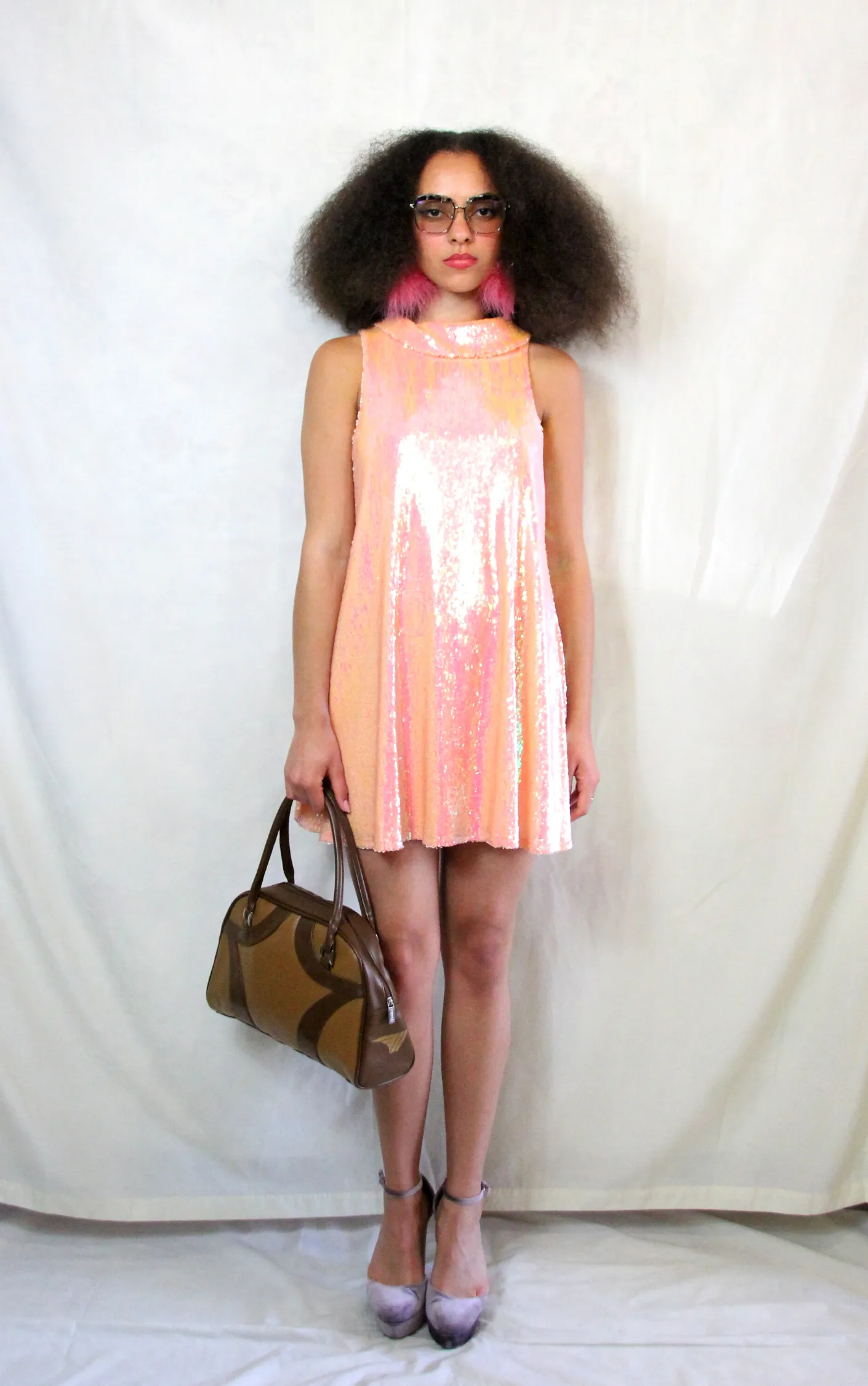 Orange Y2K Sequin Dress