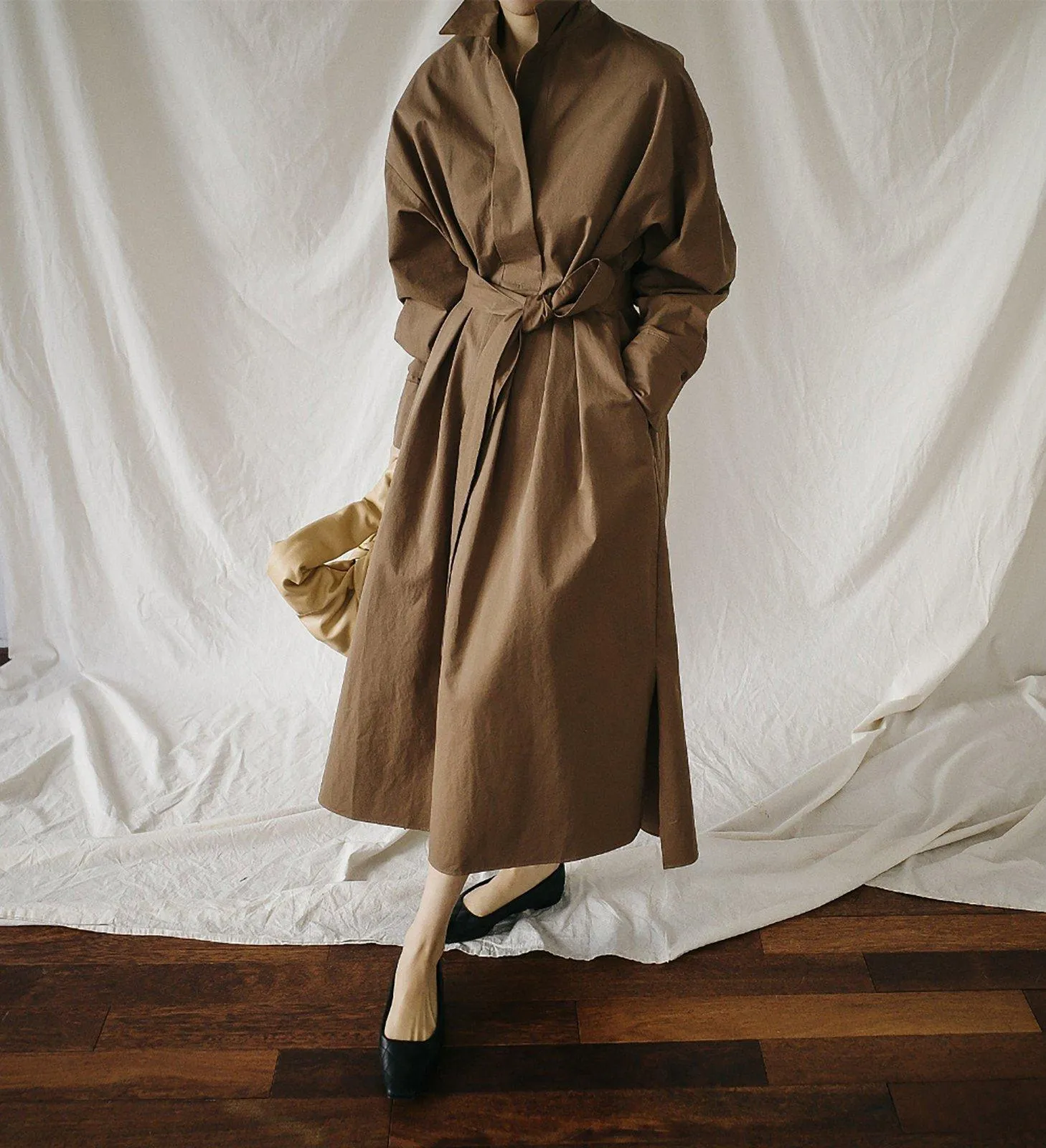 Oversize Long Sleeve Belted Shirt Dress