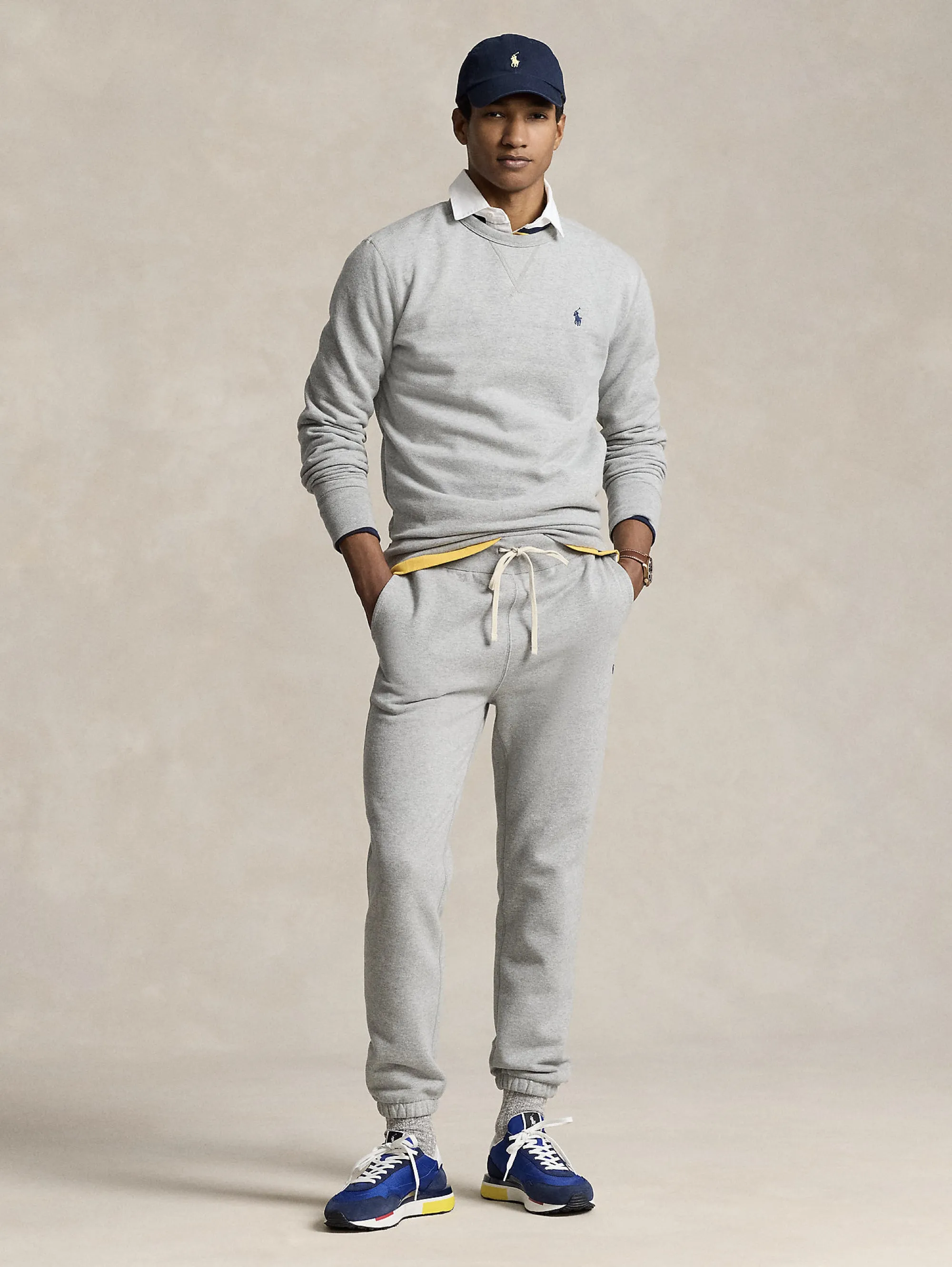 Pantaloni Joggers in Misto Cotone Grigio